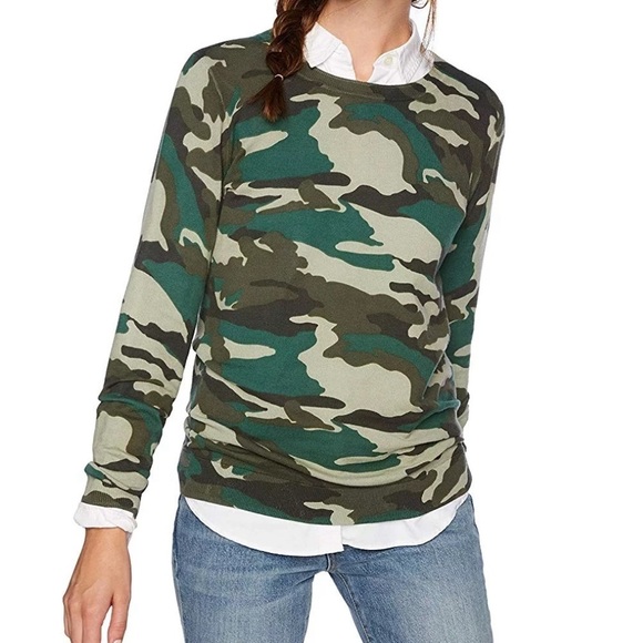 J.Crew 100% Merino Wool Camo Brown Crew Neck Sweater Size L - Picture 1 of 8
